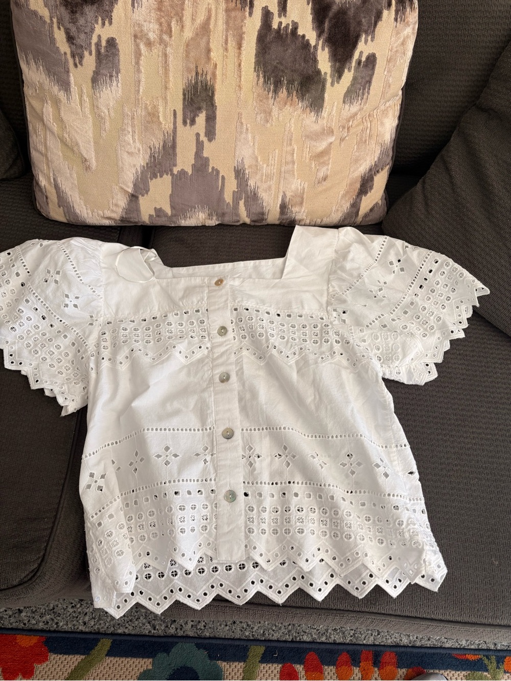 White Eyelet Button-Front Women’s Blouse